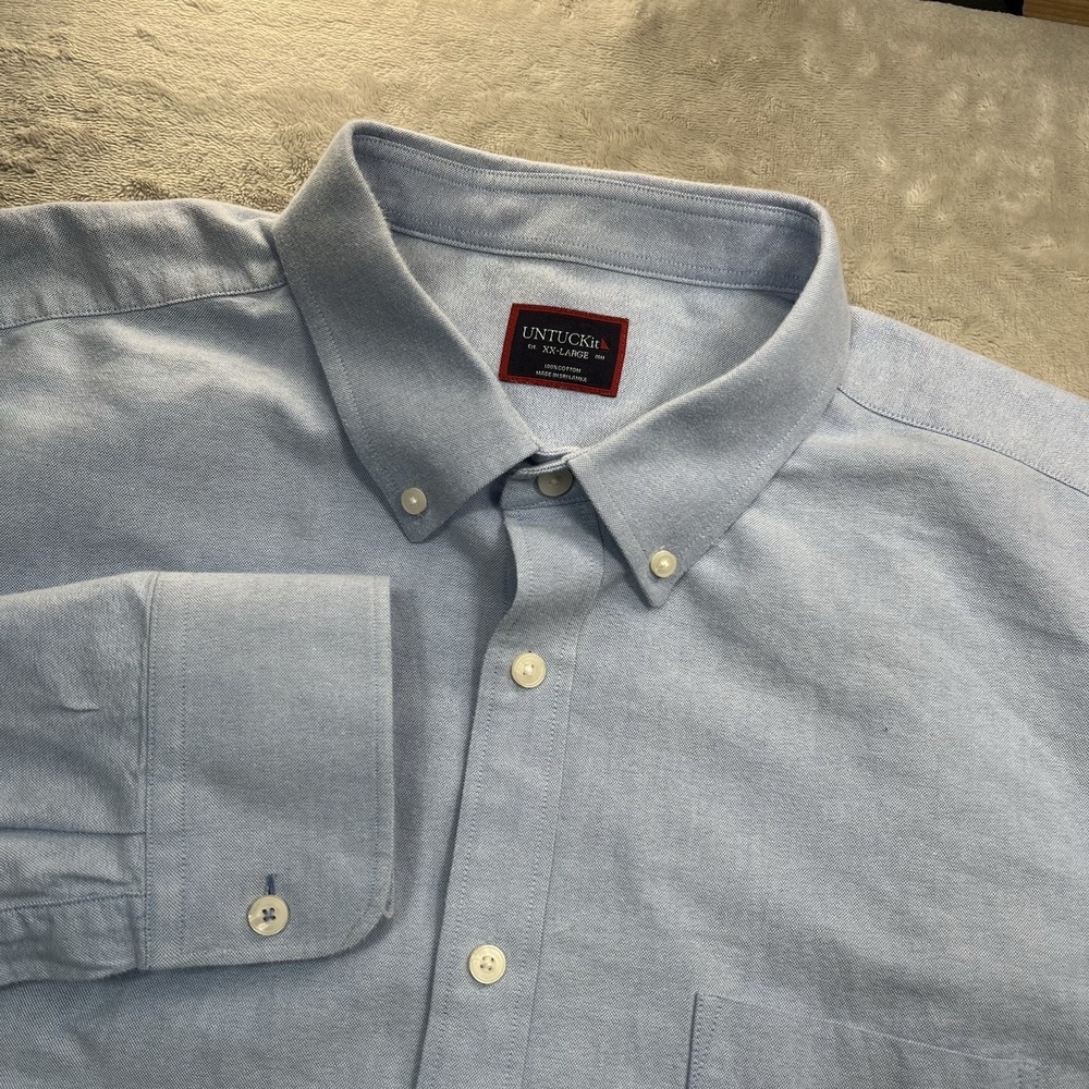 UNTUCKit Shirt Picardan Blue Men's XXL Cotton Blue Long Sleeve Button Front